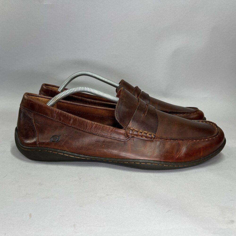 Born Penny Loafers Men's Size 12 Brown Leather Slip On Driving Moccasin Loafer